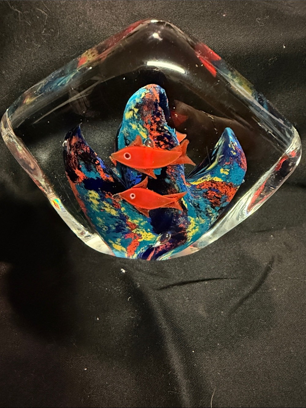 Red Fish glass Aquarium paperweight .